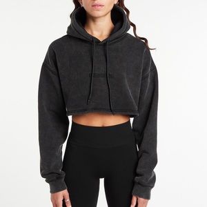 Pursue Fitness Cropped Hoodie Acid Wash NWT